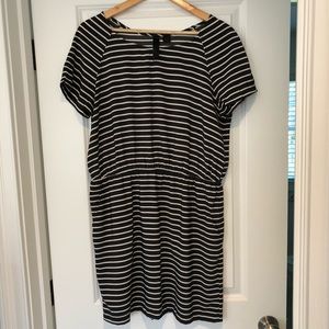 Striped shirt sleeve dress - comfy waist
